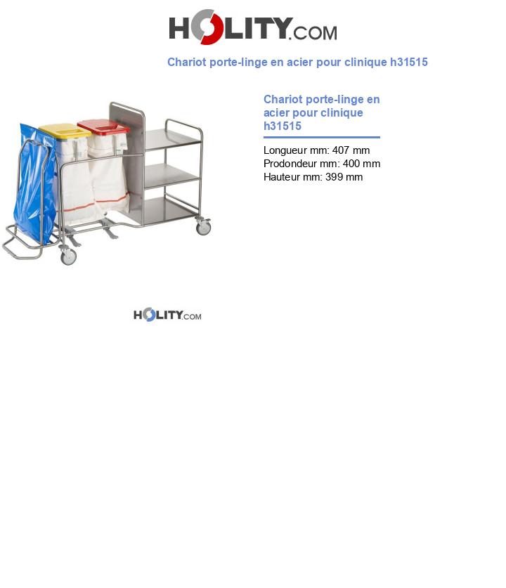 Chariot porte-linge en acier pour clinique h31515