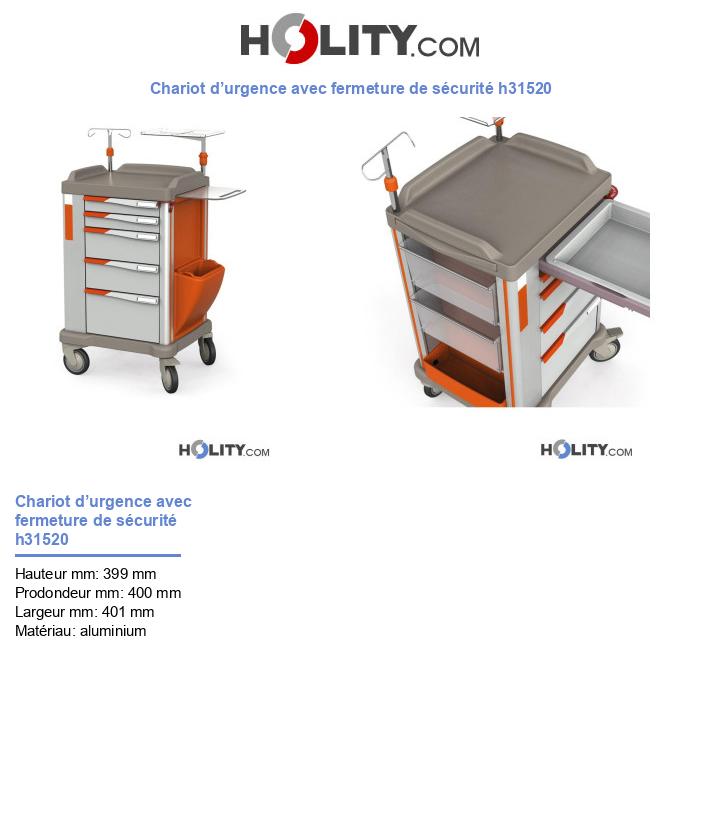 Chariot d’urgence avec fermeture de sécurité h31520