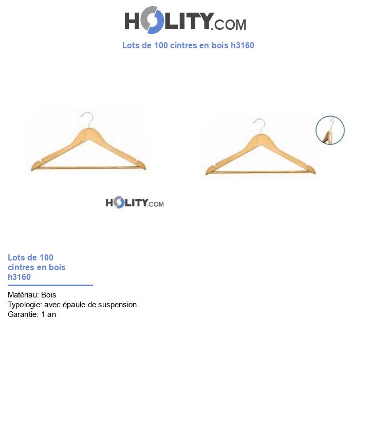 Lots de 100 cintres en bois h3160