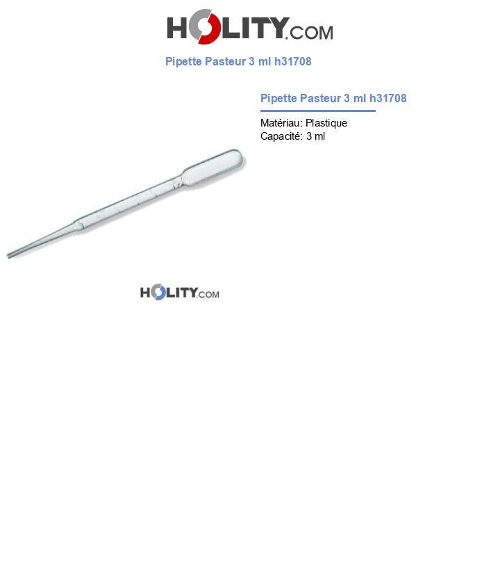 Pipette Pasteur 3 ml h31708