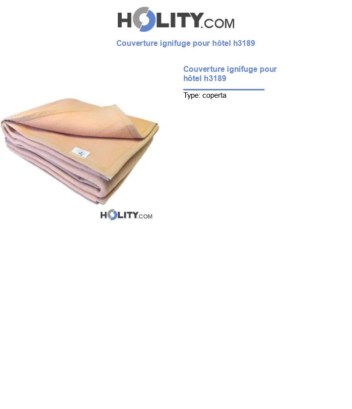 Couverture ignifuge pour hôtel h3189