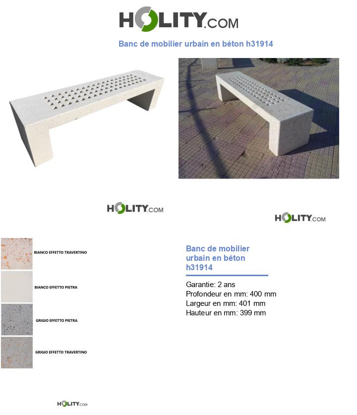 Banc de mobilier urbain en béton h31914