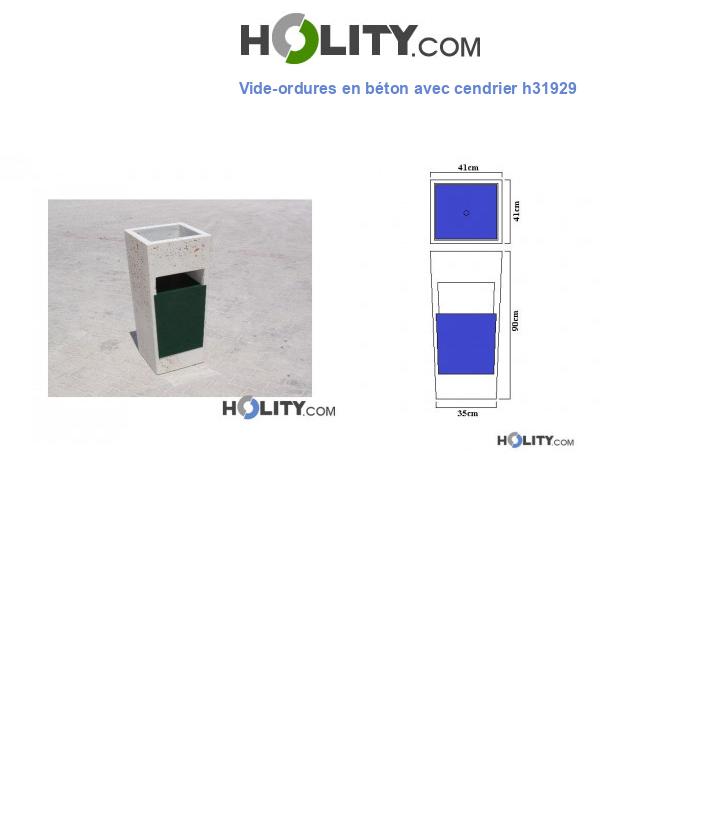 Vide-ordures en béton avec cendrier h31929