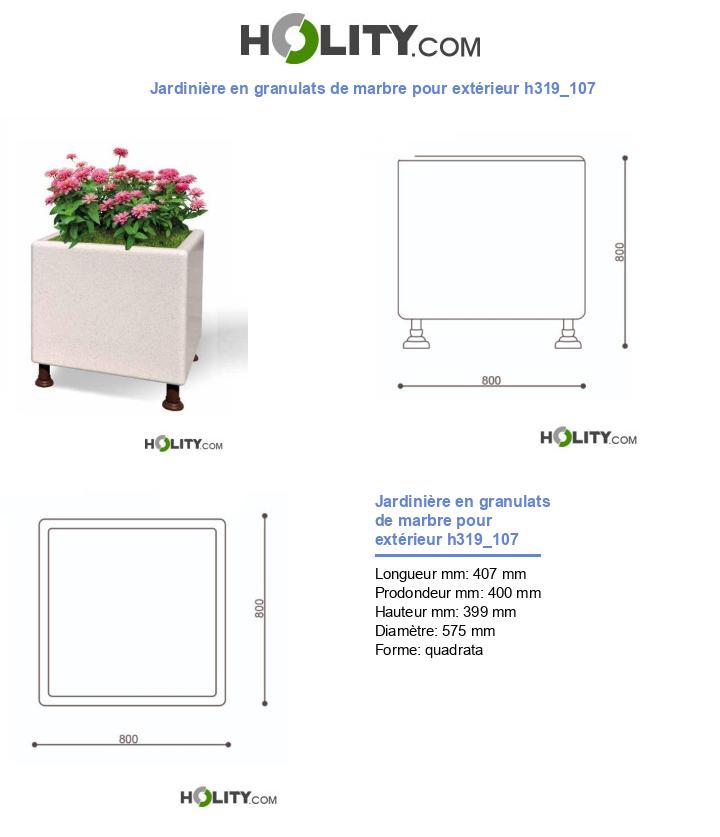 Jardinière en granulats de marbre pour extérieur h319_107