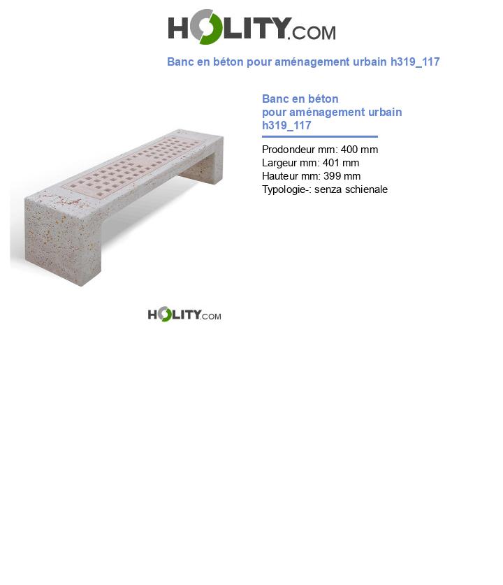 Banc en béton pour aménagement urbain h319_117