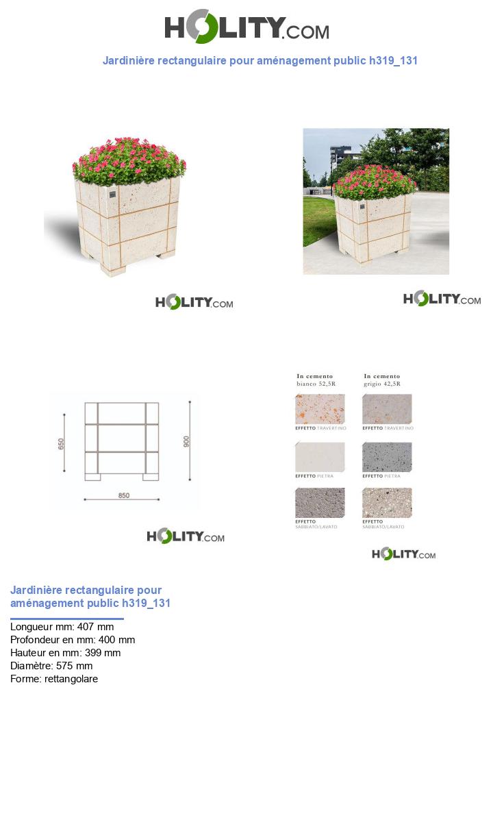 Jardinière rectangulaire pour aménagement public h319_131