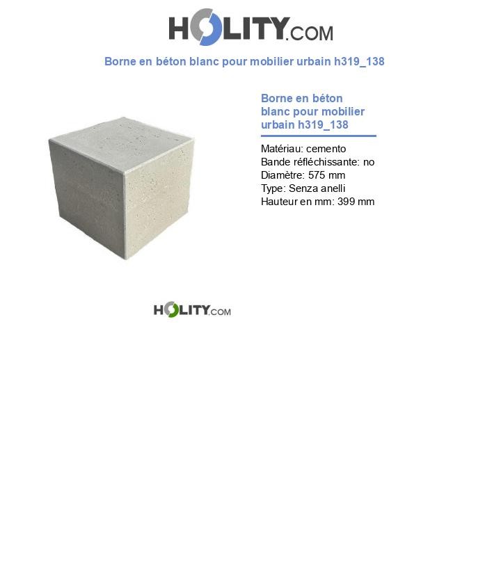 Borne en béton blanc pour mobilier urbain h319_138