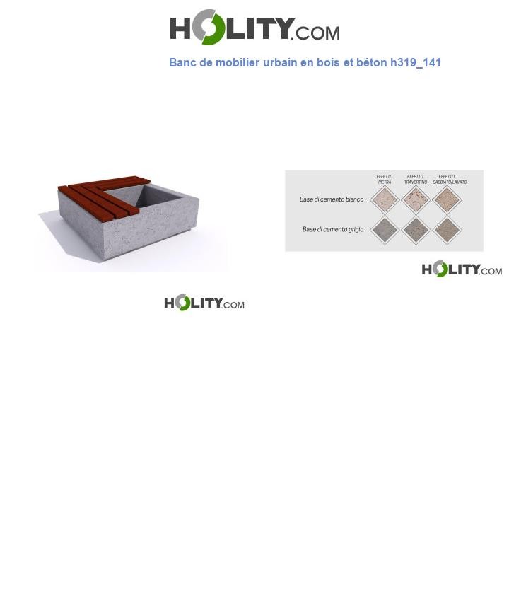 Banc de mobilier urbain en bois et béton h319_141