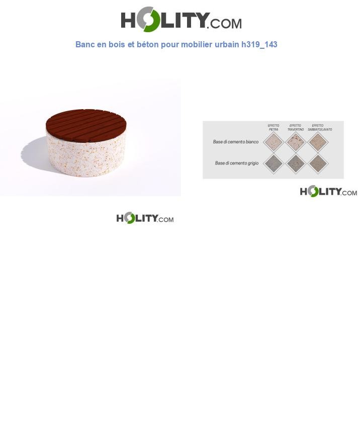Banc en bois et béton pour mobilier urbain h319_143
