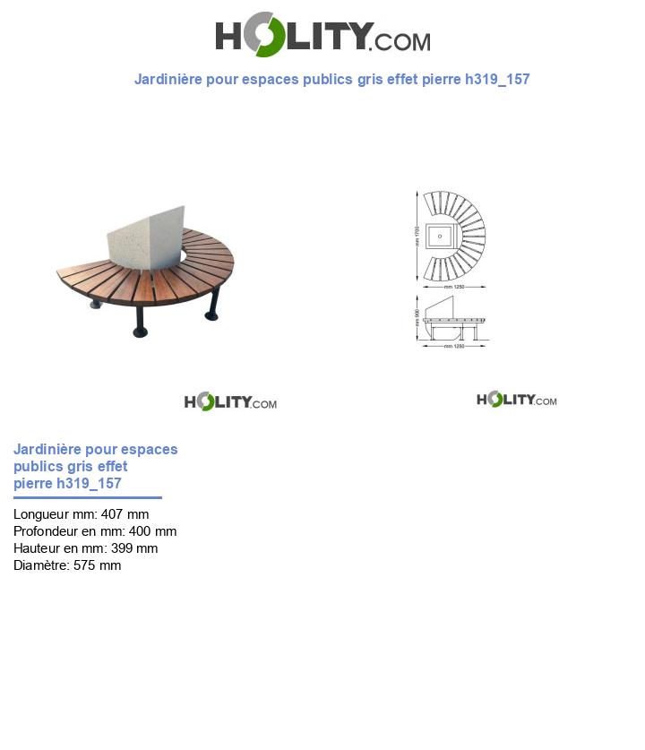 Jardinière pour espaces publics gris effet pierre h319_157