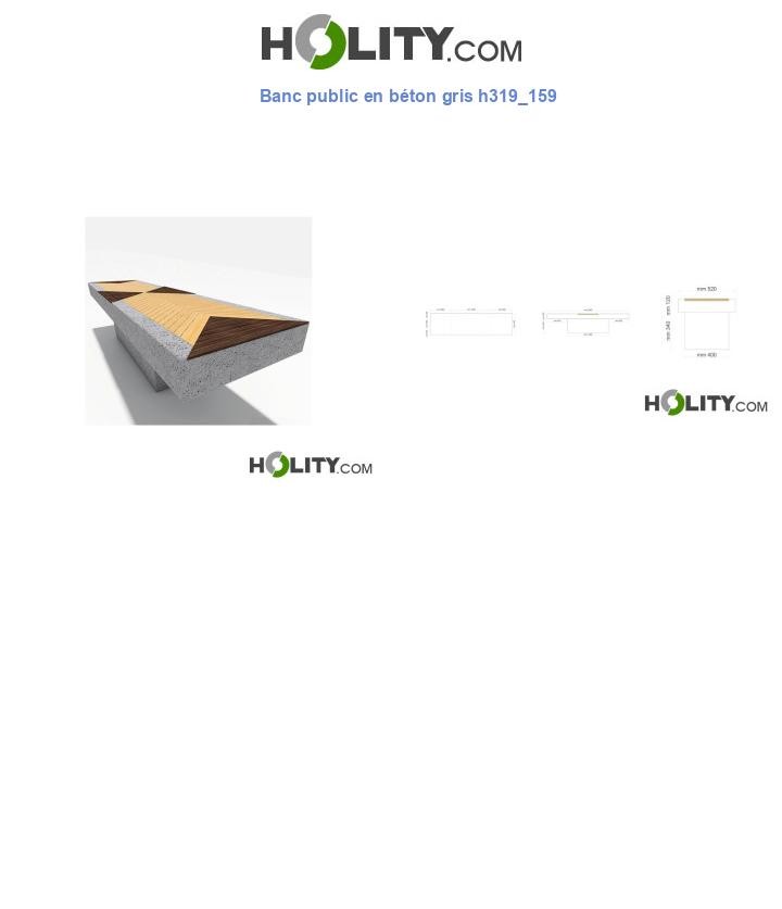 Banc public en béton gris h319_159