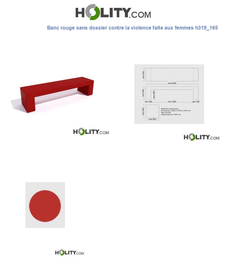 Banc rouge sans dossier contre la violence faite aux femmes h319_165