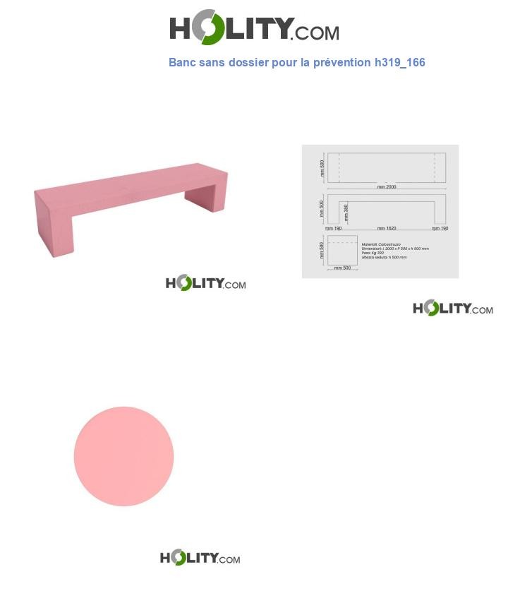 Banc sans dossier pour la prévention h319_166