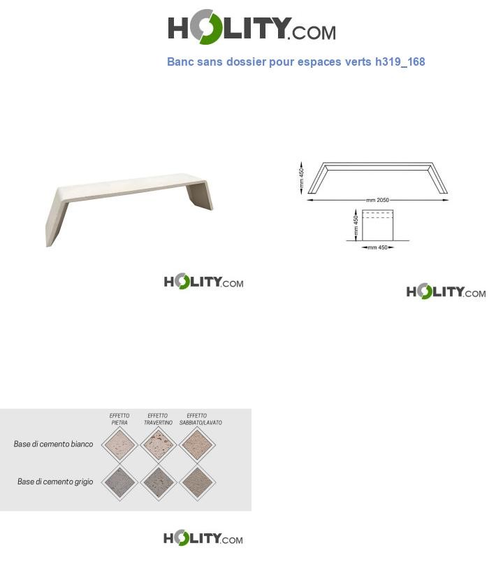 Banc sans dossier pour espaces verts h319_168