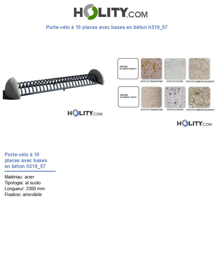 Porte-vélo à 10 places avec bases en béton h319_57