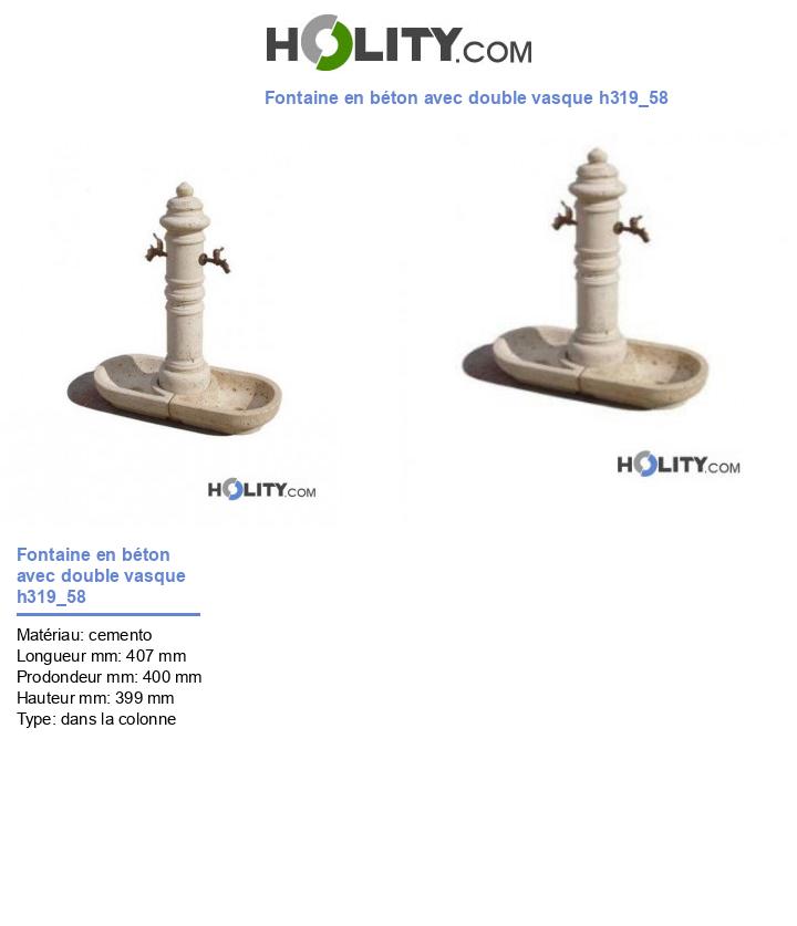 Fontaine en béton avec double vasque h319_58