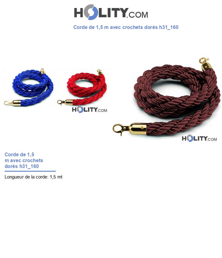 Corde de 1,5 m avec crochets dorés h31_160