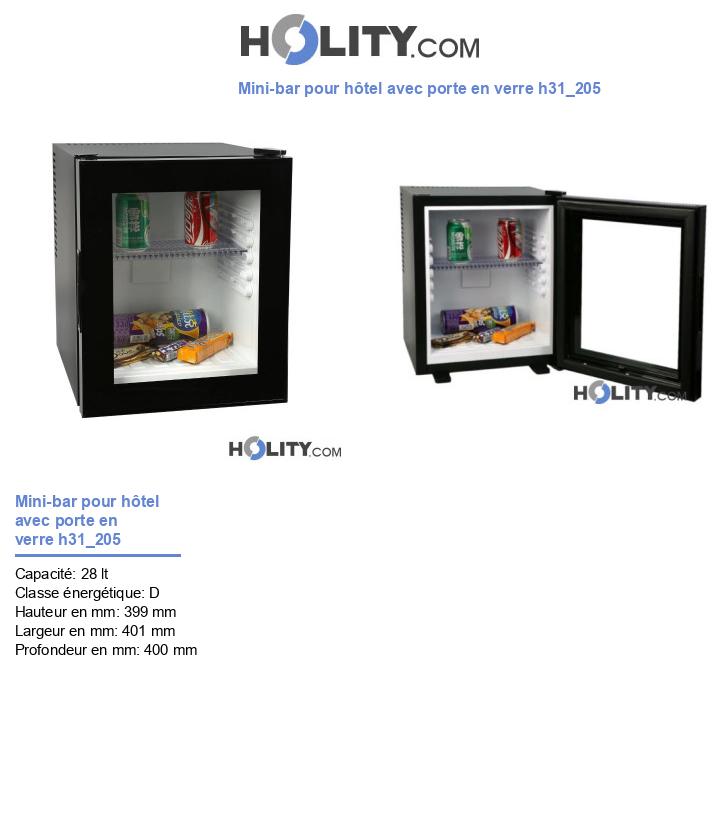 Mini-bar pour hôtel avec porte en verre h31_205