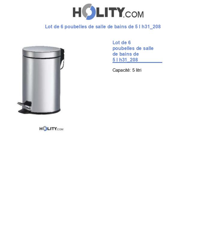 Lot de 6 poubelles de salle de bains de 5 l h31_208
