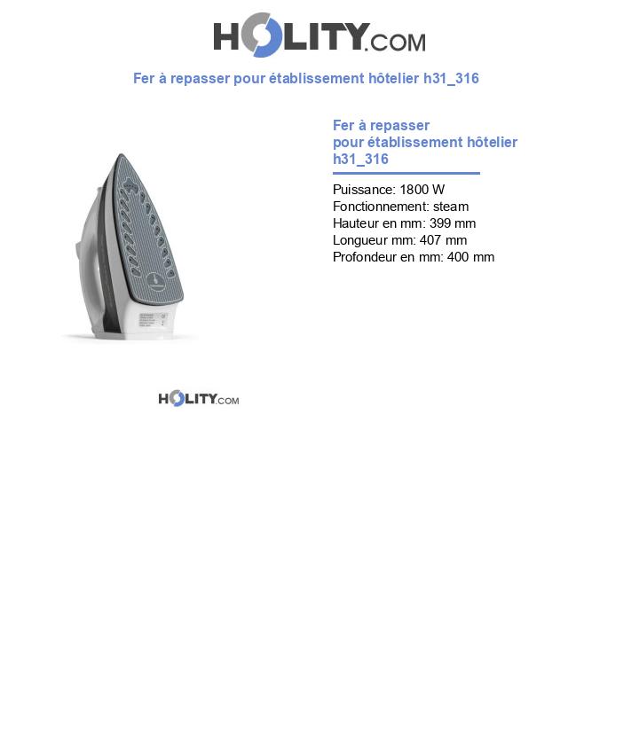 Fer à repasser pour établissement hôtelier h31_316