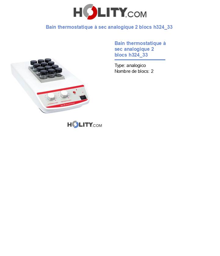 Bain thermostatique à sec analogique 2 blocs h324_33