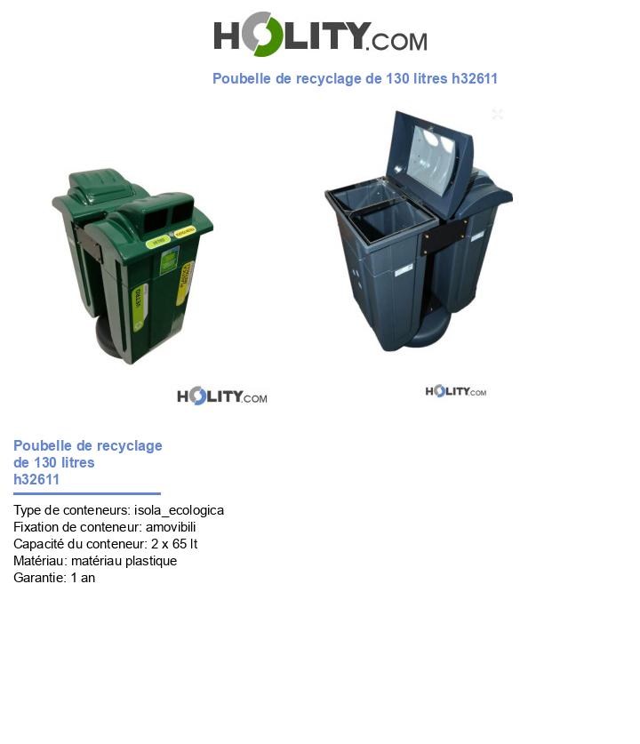 Poubelle de recyclage de 130 litres h32611