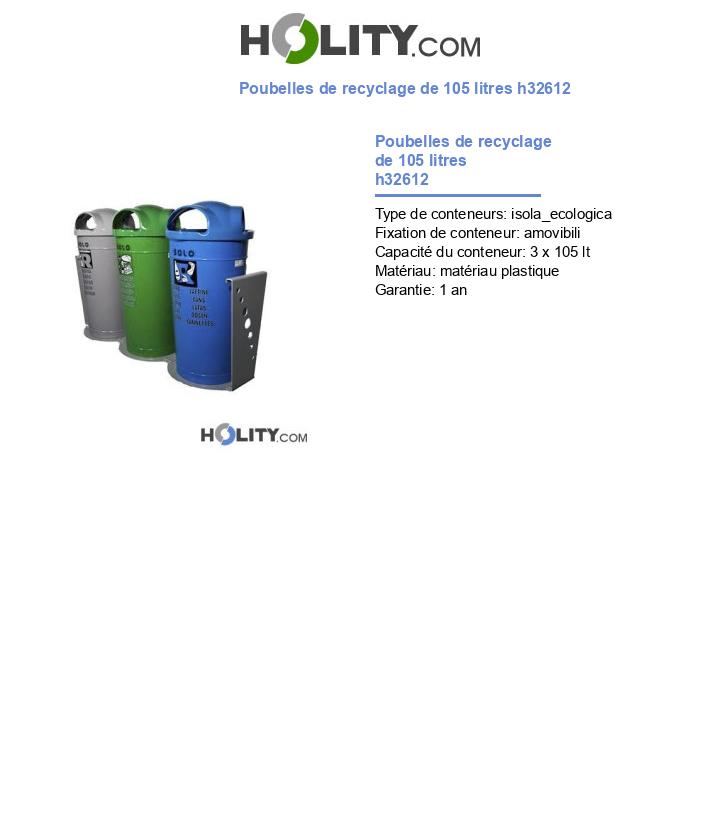 Poubelles de recyclage de 105 litres h32612