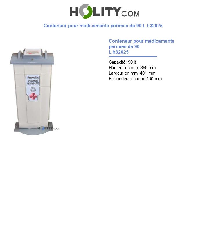 Conteneur pour médicaments périmés de 90 L h32625