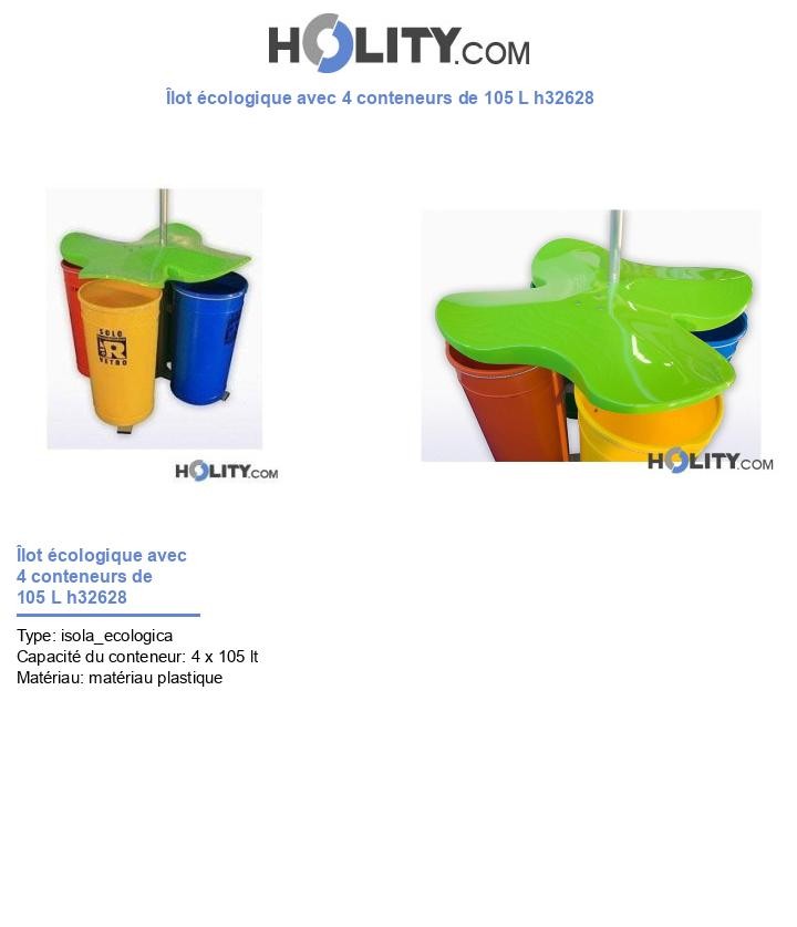 Îlot écologique avec 4 conteneurs de 105 L h32628