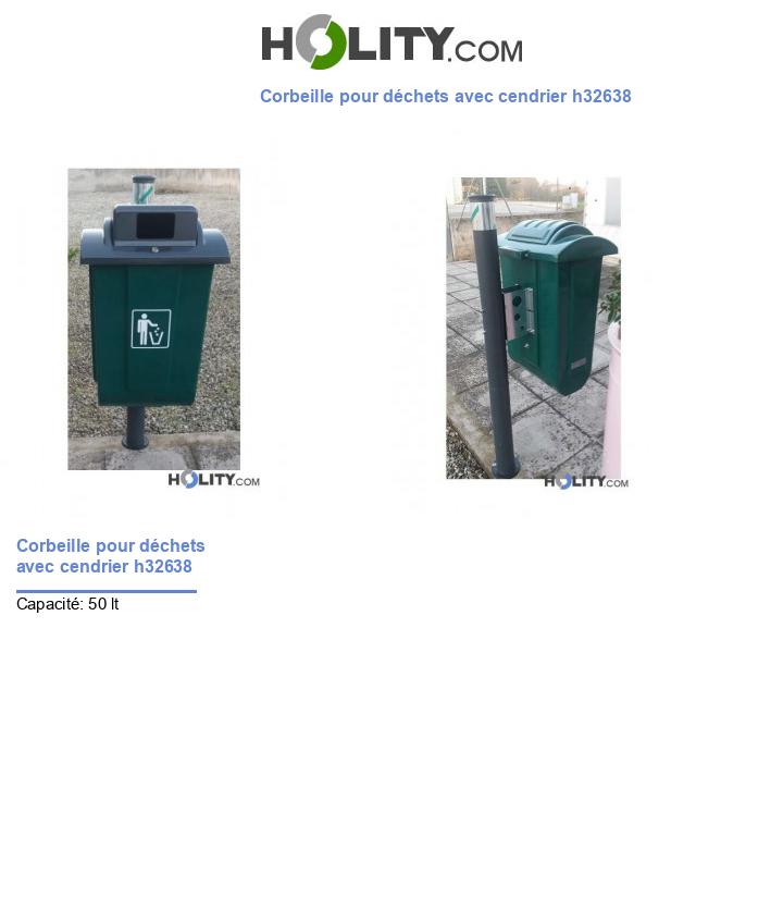 Corbeille pour déchets avec cendrier h32638