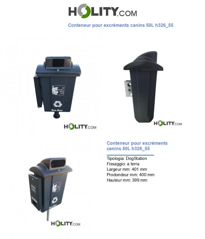 Conteneur pour excréments canins 50L h326_55