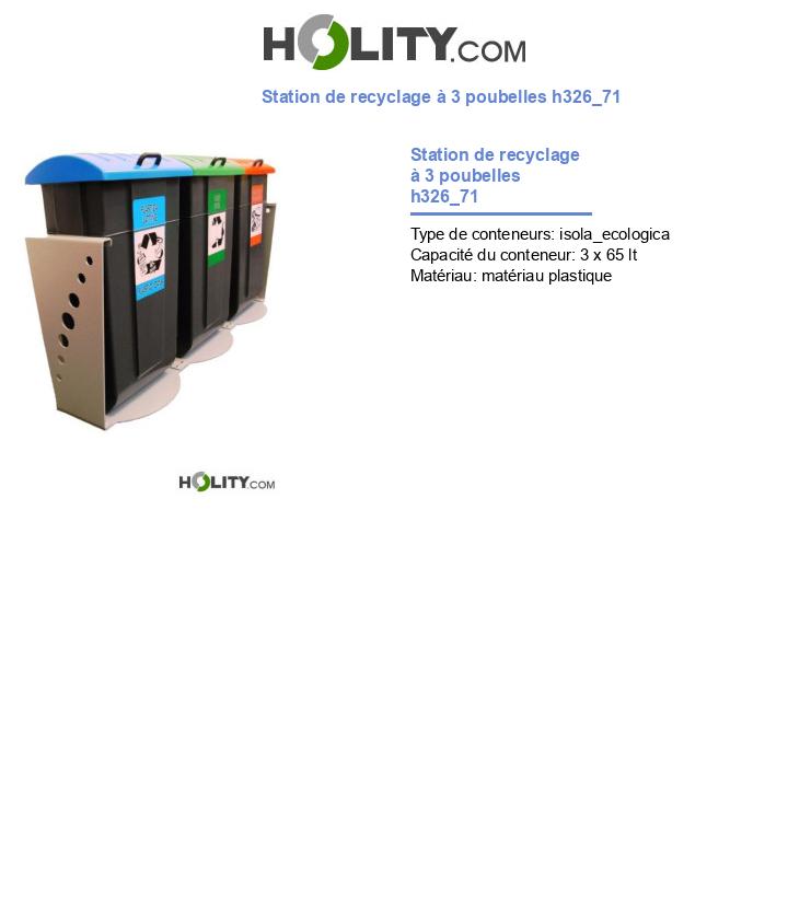 Station de recyclage à 3 poubelles h326_71