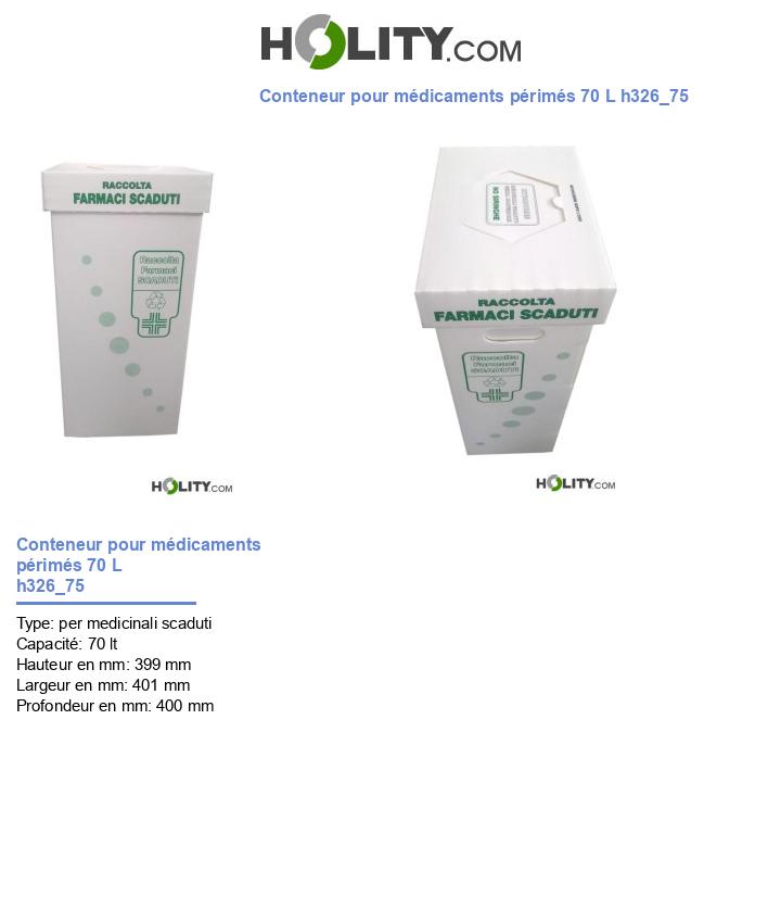 Conteneur pour médicaments périmés 70 L h326_75