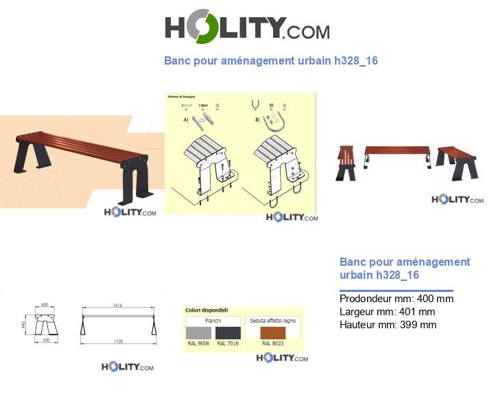 Banc pour aménagement urbain h328_16