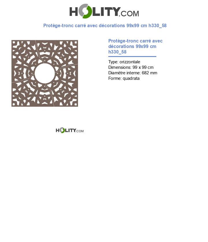 Protège-tronc carré avec décorations 99x99 cm h330_58