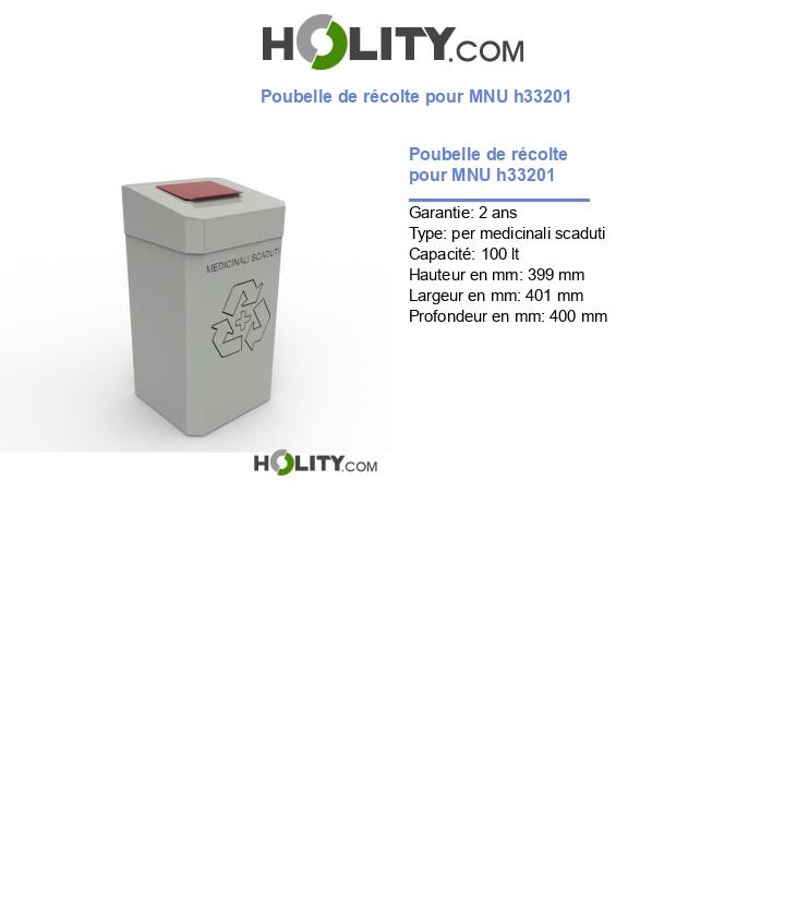 Poubelle de récolte pour MNU h33201