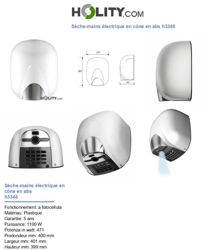 Sèche-mains électrique en cône en abs h3348