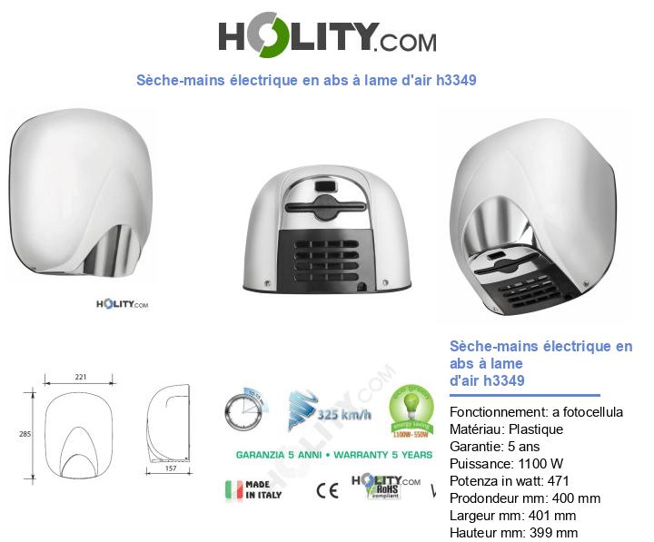 Sèche-mains électrique en abs à lame d'air h3349