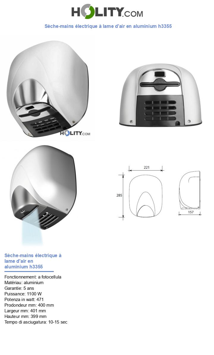 Sèche-mains électrique à lame d'air en aluminium h3355