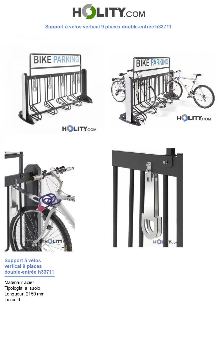 Support à vélos vertical 9 places double-entrée h33711