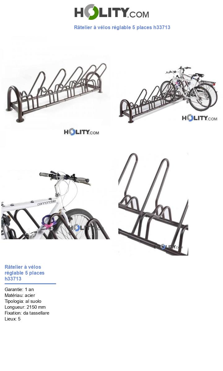 Râtelier à vélos réglable 5 places h33713