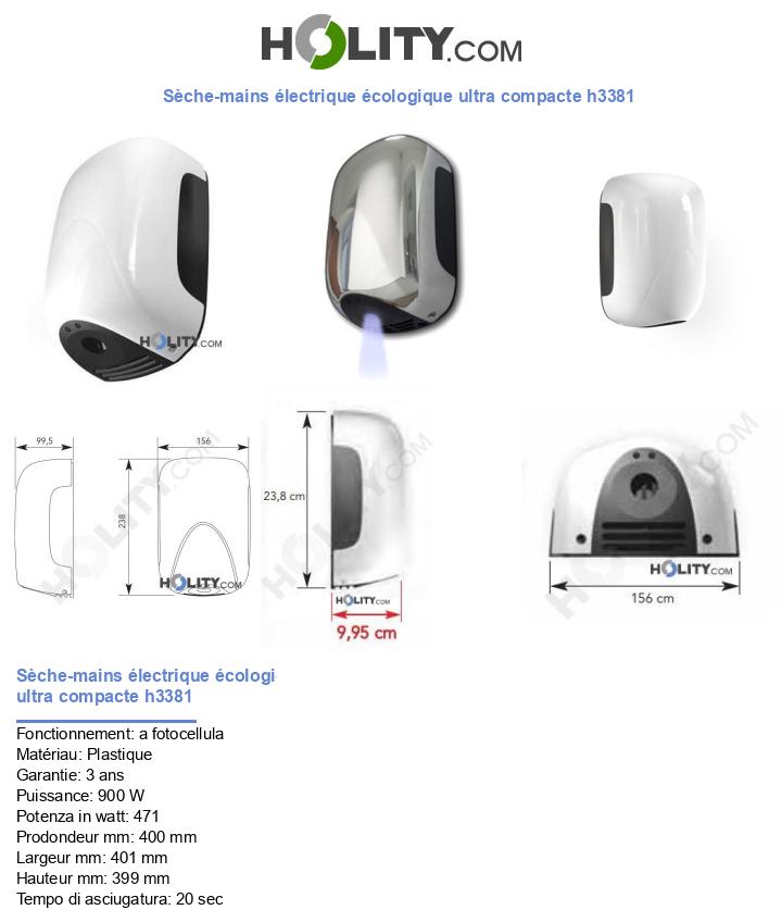 Sèche-mains électrique écologique ultra compacte h3381