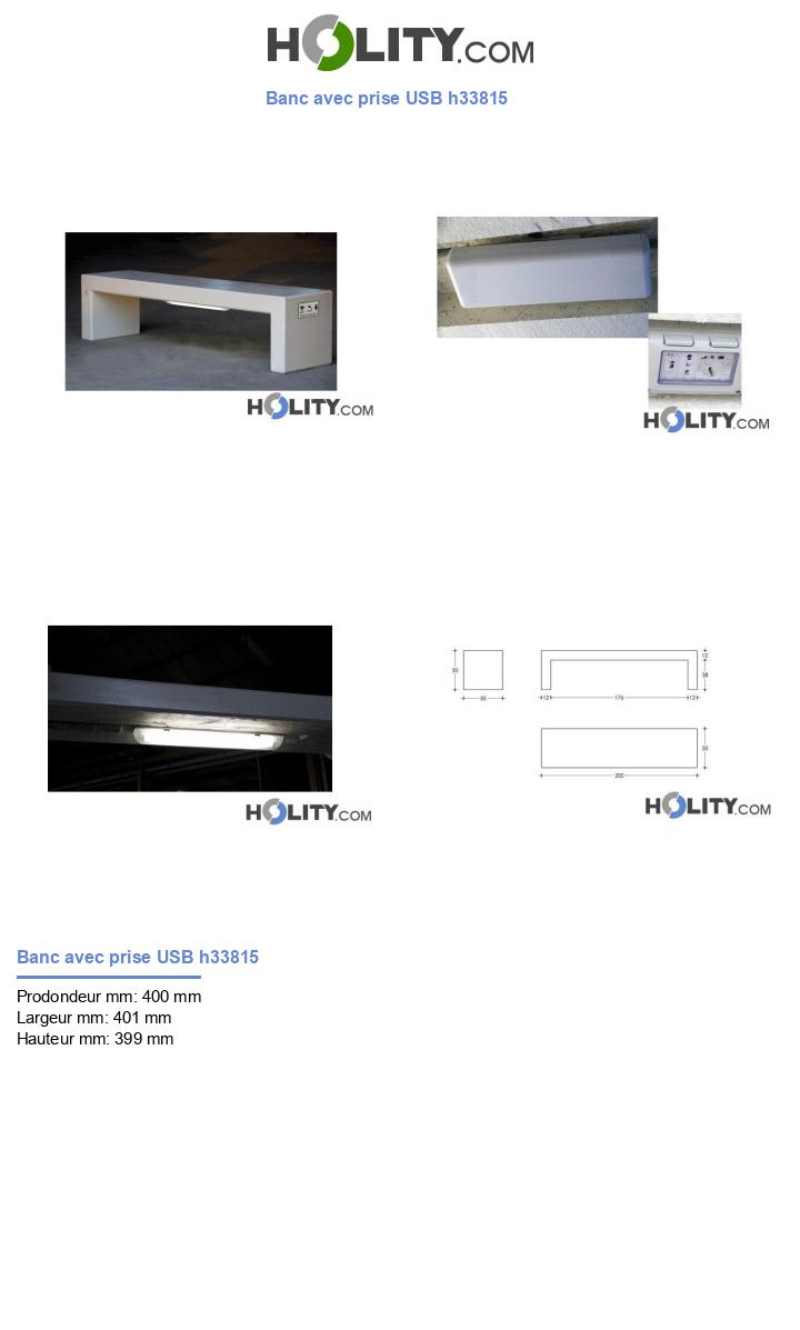 Banc avec prise USB h33815