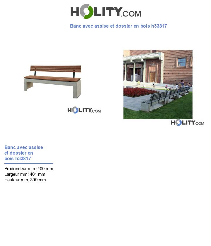 Banc avec assise et dossier en bois h33817
