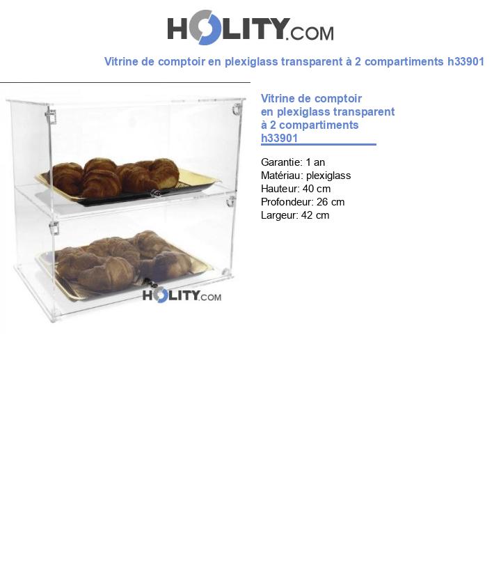 Vitrine de comptoir en plexiglass transparent à 2 compartiments h33901