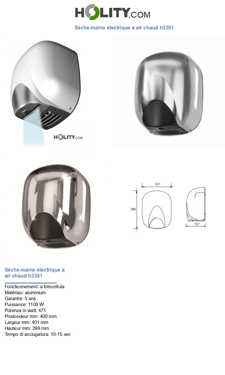 Sèche-mains électrique à air chaud h3391