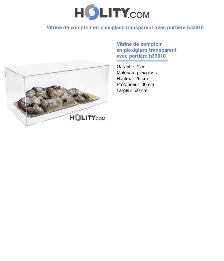 Vitrine de comptoir en plexiglass transparent avec portière h33910