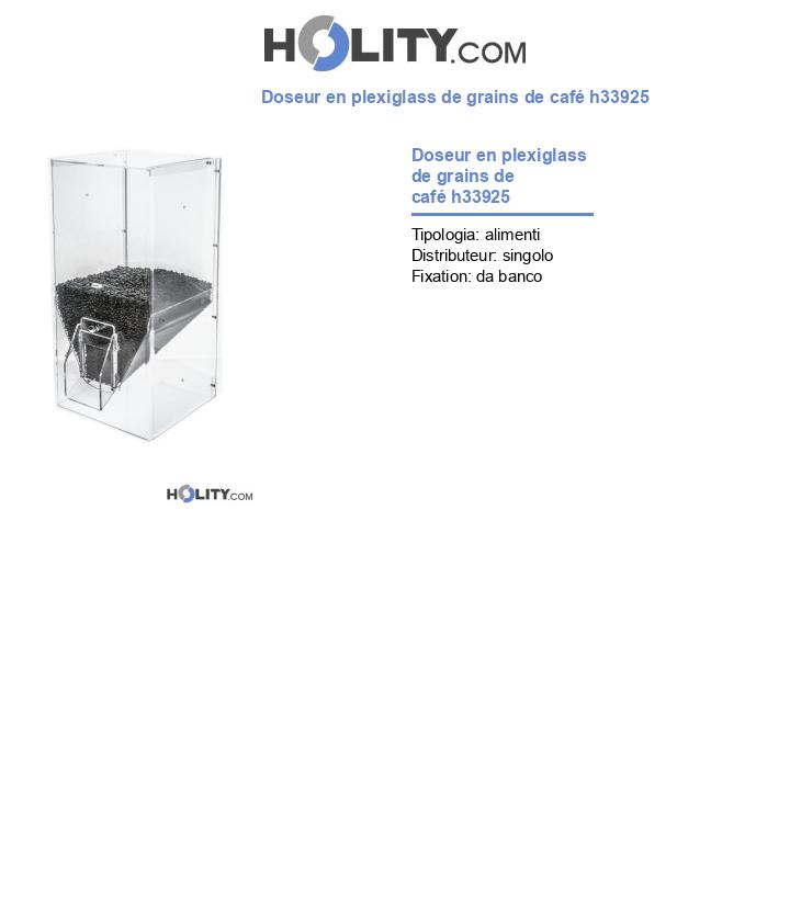 Doseur en plexiglass de grains de café h33925