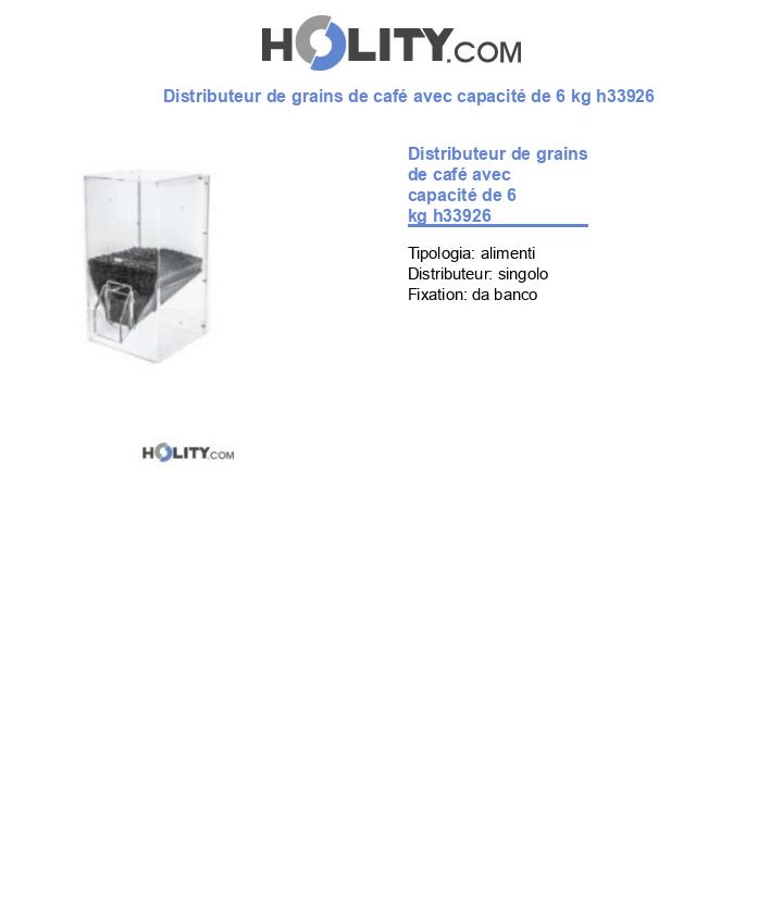 Distributeur de grains de café avec capacité de 6 kg h33926