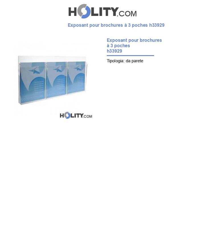 Exposant pour brochures à 3 poches h33929